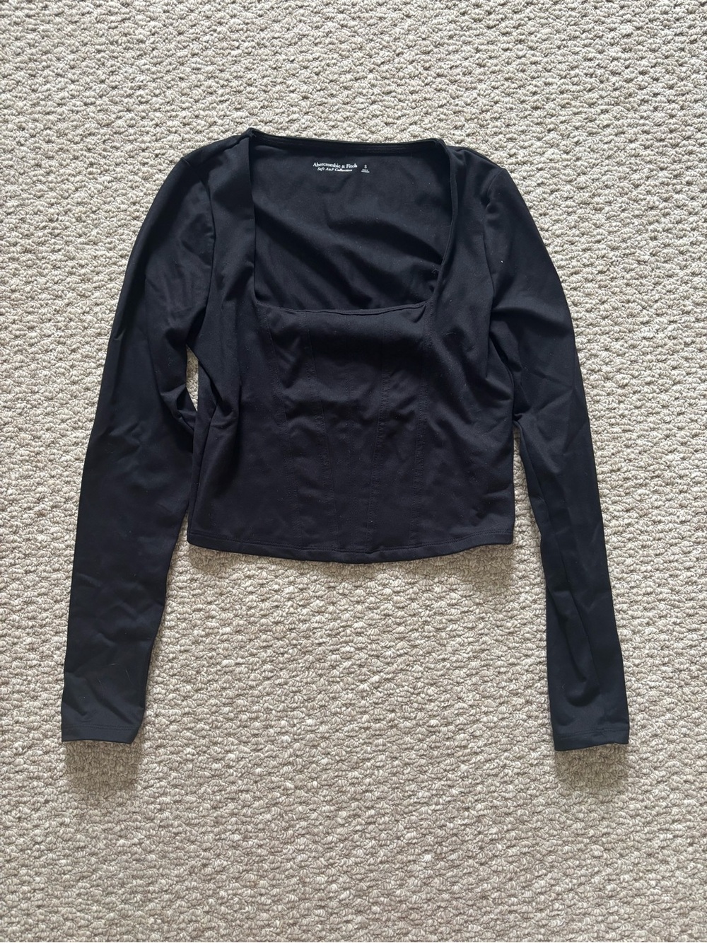 Abercrombie & Fitch Black Long-Sleeve Square Neck Top